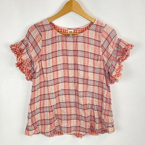 Ivy Jane Orange Plaid Ruffle Top